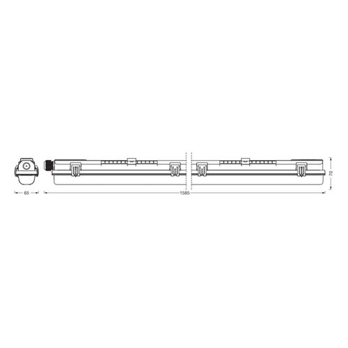 LEDVANCE Feuchtraumleuchte Submarine 150 PCR G13 T8 840 20 W