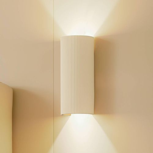 Lindby Wandleuchte Colja, rund, Höhe 30,5 cm, Gips, beige