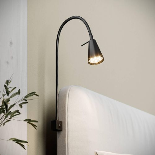 LED-Wandlampe Tuso, schwarz, Bettmontage, Metall