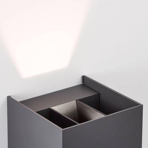 LED-Außenwandleuchte Hilly, Höhe 10 cm, dunkelgrau, Metall