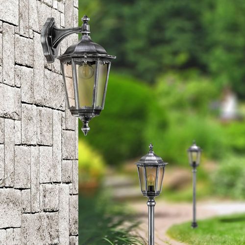 Außenwandlampe 1111 Laterne hängend schwarz-silber