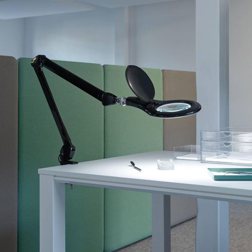 LED-Lupen-Klemmleuchte MAULmakro, schwarz, Höhe 50 cm