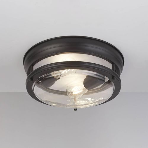 Deckenleuchte Glasgow mit Glasschirm, IP44 schwarz