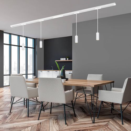 Schienensystem RAIL 230 V, weiß, 4 LED-Pendel, Länge 1,5 m