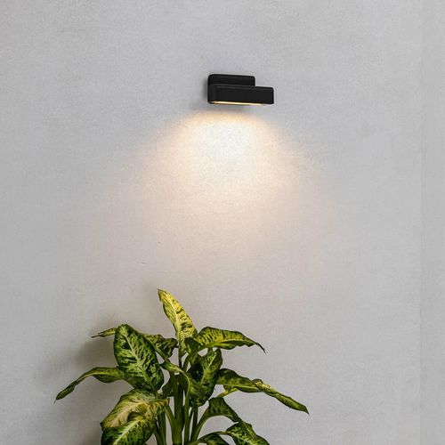 LED-Außenwandleuchte Balic, schwarz, Aluminium, Breite 15 cm