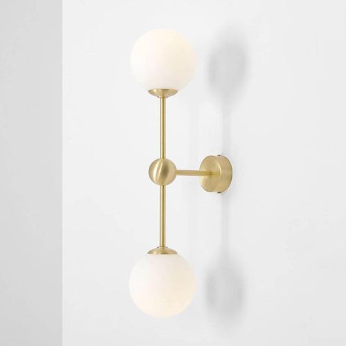 Wandleuchte Alison, 2-flammig, messing/weiß, 59cm