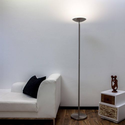 Lindby LED-Stehlampe Malea, nickelfarben, dimmbar, 180 cm