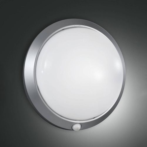 Außenwandleuchte Armilla, silber, Bewegungsmelder, Ø 30 cm