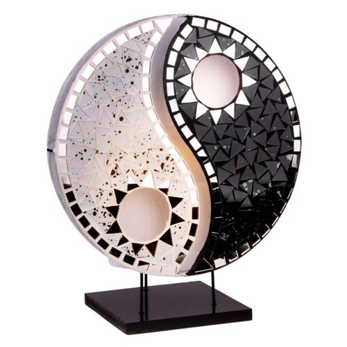 Tischlampe Ying Yang Mosaikspiegelsteine schwarz