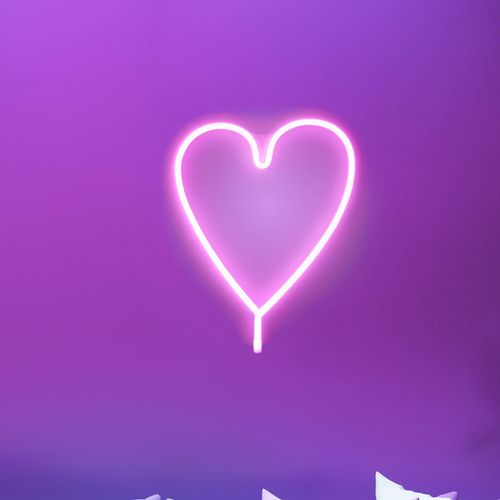 LED-Wandleuchte Neon Herz, USB