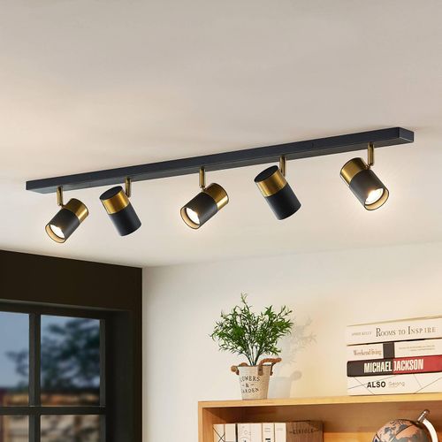 Arcchio Deckenstrahler Evaro, schwarz/gold, 5-flg., GU10