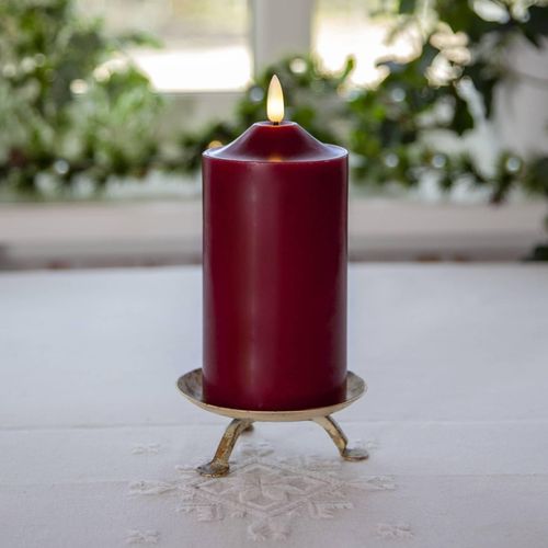LED-Kerze Flamme, Höhe 17 cm, rot Echtwachs Batteriebetrieb