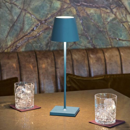 LED-Akkutischlampe Nuindie, USB-C, blau, IP54, dimmbar