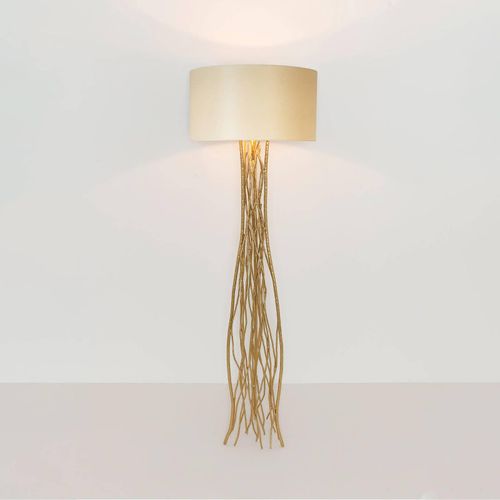 Stehleuchte Capri, gold/ecru, Höhe 155 cm, Eisen gehämmert