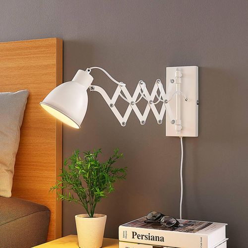 Lindby Wandleuchte Merle, weiß, 60 cm, Leselampe, ausziehbar