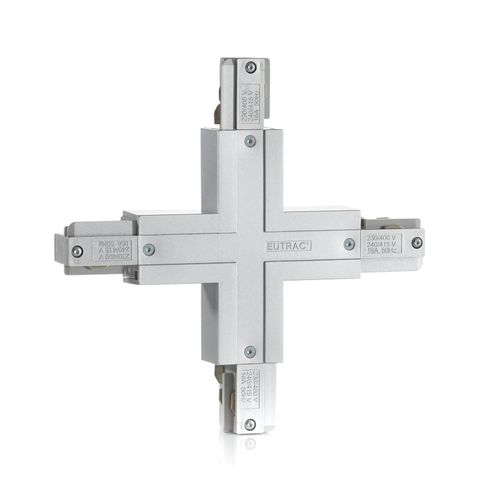 Eutrac X-Verbinder mit Einspeisemöglichkeit silber