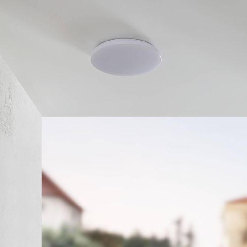 Lindby LED-Außendeckenleuchte Doki, 34 cm, weiß, Kunststoff