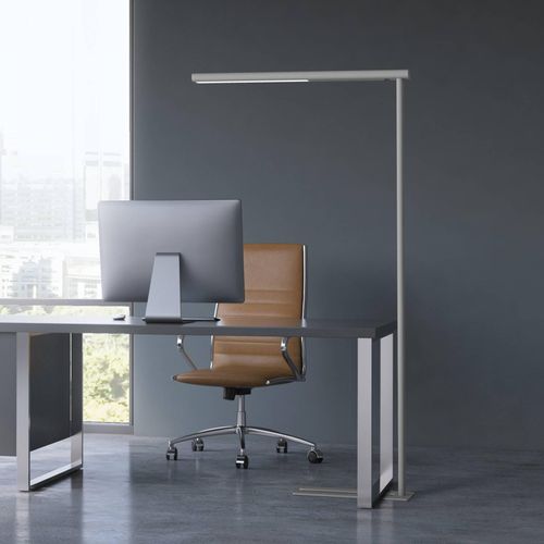 LED-Büro-Stehleuchte MAULjet, silberfarben, Höhe 195 cm