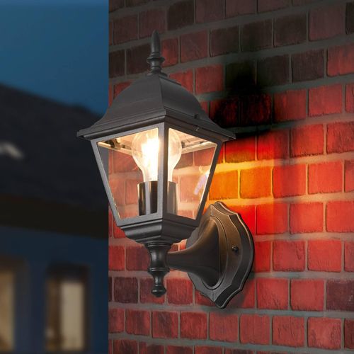Außenwandleuchte Livenza, Fassung oben, schwarz, Alu