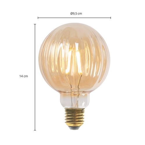 E27 3,8W LED G95 2700K 340lm Rillen amber 5er