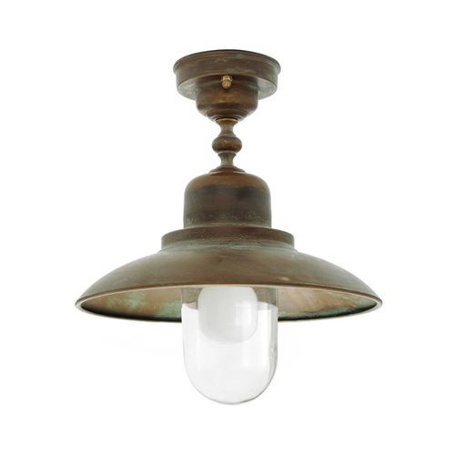 Außen-Deckenleuchte Turino, IP44, Messing, Glas, Ø 30 cm