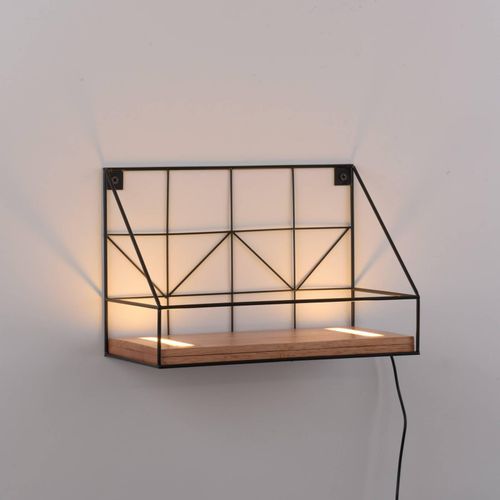 LED-Wandleuchte Board mit Holzregalboden, 30x15cm