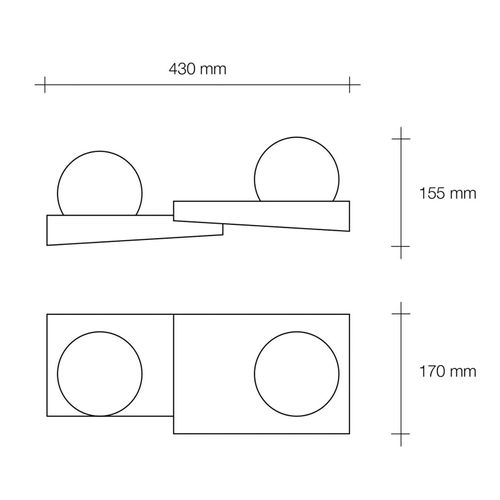 Wandleuchte Cicladi, 2-flg., 43 cm breit, weiß, Gips, GX53