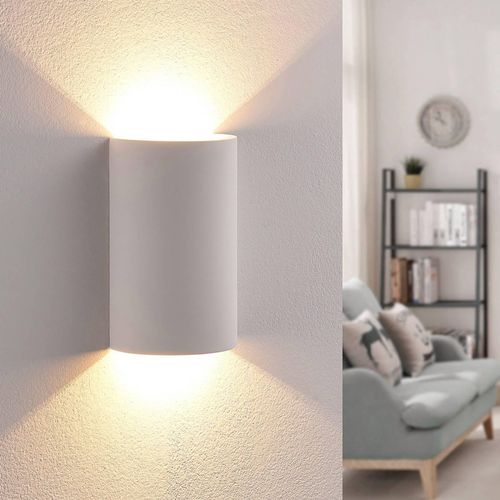 Lindby LED-Wandleuchte Jenke, Höhe 16 cm, weiß, Gips
