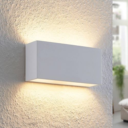 Lindby Wandleuchte Mavora, eckig, 25 cm, weiß, Gips, G9