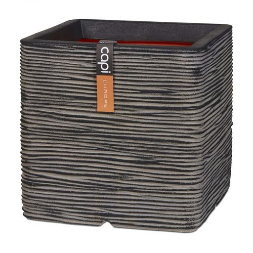 Capi Blumentopf Nature Rib Quadratisch | Farbe: Anthrazit | Größe: 50 x 50 cm