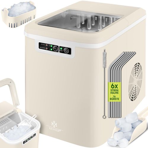 KESSER® Eiswürfelbereiter Eiswürfelmaschine Edelstahl Ice Maker 12 in 24h Zubereitung in 7 min 2,2 Liter Wassertank 2 Eiswürfel-Größen LED-Display Selbstreinigungsfunktion mit Zubehör