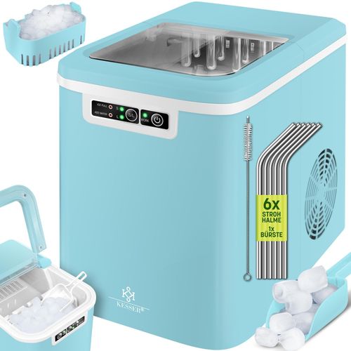 KESSER® Eiswürfelbereiter Eiswürfelmaschine Edelstahl Ice Maker 12 in 24h Zubereitung in 7 min 2,2 Liter Wassertank 2 Eiswürfel-Größen LED-Display Selbstreinigungsfunktion mit Zubehör