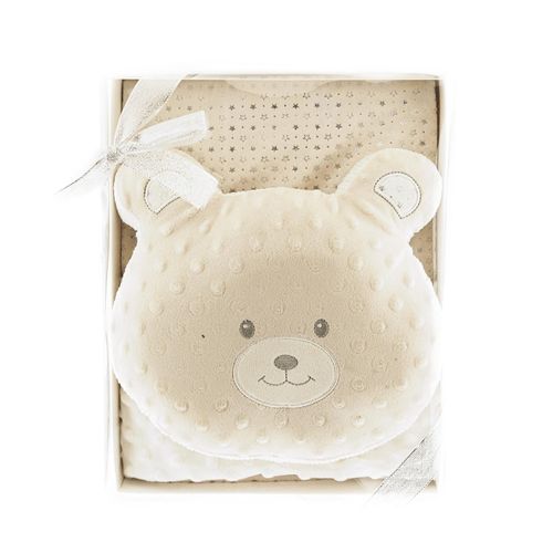 Babydecken-Set mit Bärenkissen Zweilagige Babydecke aus Polyester