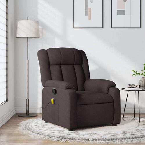 Massagesessel Dunkelbraun Stoff 373591