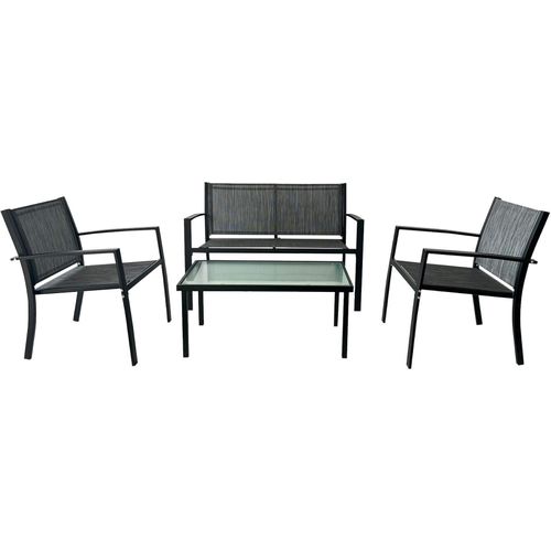 Gartenlounge Rebecca Mobili Achiote 75x110x58 Stahl Polyester Dunkelgrau Schwarz Modern SET 4 stk