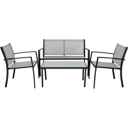 Gartenlounge Rebecca Mobili Rawal 75x110x58 Stahl Polyester Hellgrau Anthrazit Modern SET 4 stk