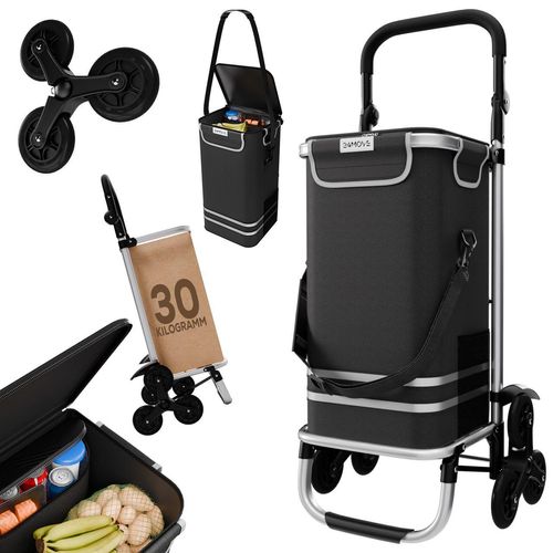 Einkaufstrolley mit 55¿L Volumen, Kühltasche 7¿L, Aluminiumgestell, klappbar, 30¿kg Tragkraft