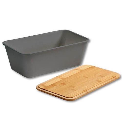 Brotbox, Kunststoff (PP), grau, FSC