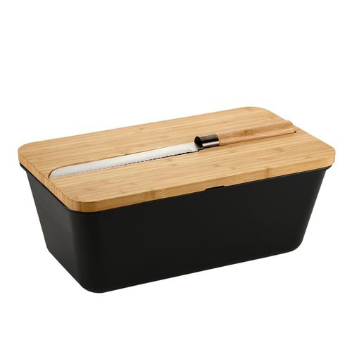 Brotbox, schwarz, mit Messer