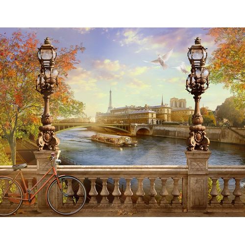 Fototapete PAPERMOON "Panorama von Paris", bunt (mehrfarbig), B:3,5m L:2,6m, Vlies, Tapeten