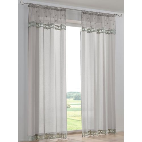 Gardine HEINE HOME Gr. 1, grau (hellgrau), B:130cm H:145cm, Polyester, Gardinen