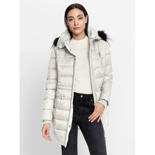 Parka HEINE, Damen, Gr. 36, beige (ecru), 100% Polyamid, Fellimitat:80% Polyacryl, 20% Polyester, Füllung:100% Polyester, unifarben, Langarm, Jacken