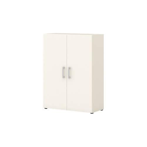 Home Office Aktenschrank TEMPIO, aus Holz, 2 Türen, 3 OH, B 800 x T 340 x H 1070 mm, weiß/weiß