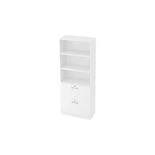 Schrank ULM, mit Hängeregistraturauszügen, 3 OH, H 2004 x B 800 x T 420 mm, weiß/weiß