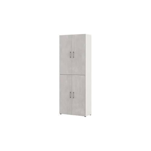 Home Office Aktenschrank TEMPIO, aus Holz, 4 Türen, 6 OH, B 800 x T 340 x H 2130 mm, weiß/Beton