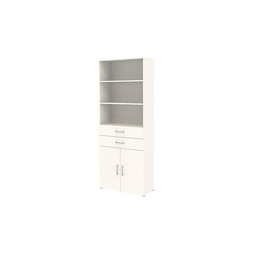 Home Office Kombischrank TEMPIO, aus Holz, 2 Türen, 2 Einschübe, 6 OH, B 800 x T 340 x H 2130 mm, weiß/weiß