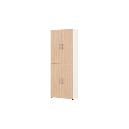 Home Office Aktenschrank TEMPIO, aus Holz, 4 Türen, 6 OH, B 800 x T 340 x H 2130 mm, weiß/Sonoma Eiche