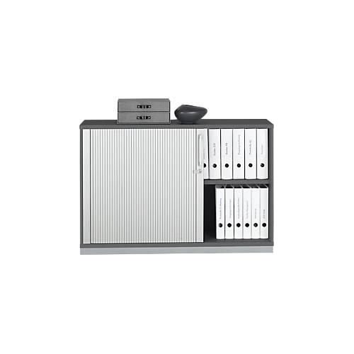 Querrollladenschrank Tetris Wood, 2 OH, abschließbar, mit Sockel, B 1200 x T 421 x H 800 mm, graphit