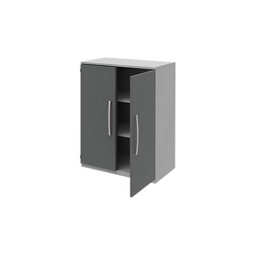 Aktenschrank BARI, 3 Ordnerhöhen, 2 Böden, B 819 x T 430 x H 1117 mm, hellgrau/anthrazit