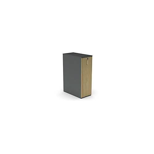 Hochcontainer Big Tower BEXXSTAR, 3 Regalfächer, rechts, abschließbar, B 400 x T 800 x H 1155 mm, dunkelgrau/Eiche
